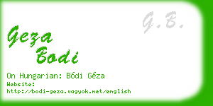 geza bodi business card