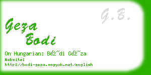 geza bodi business card
